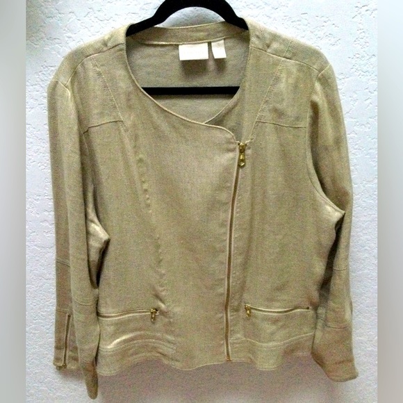 Chico’s Linen Bomber Jacket - EUC - Picture 2 of 7